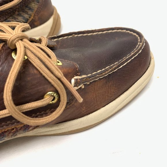 SPERRY TOP SIDER Genuine Leather Brown Houndstooth Loafers Boat Shoes Flats sz 8 - Picture 16 of 16